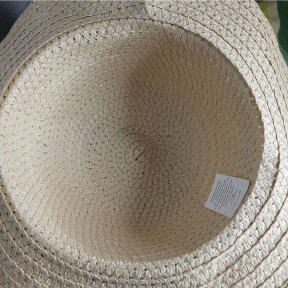 Floppy Wide Brim Summer Sun Beach Hat Natural Color Blue Ribbon Paper - Picture 4 of 11